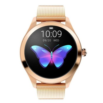 Ceas smartwatch pentru femei SOLTOY® KW10, notificari instant telefon, multiple interfete, monitorizare tensiune arteriala, monitor de ritm cardiac, pedometru, IP68, android/iOS, auriu Ceas smartwatch pentru femei SOLTOY® KW10, notificari instant telefon, multiple interfete, monitorizare tensiune arteriala, monitor de ritm cardiac, pedometru, IP68, android/iOS, auriu
