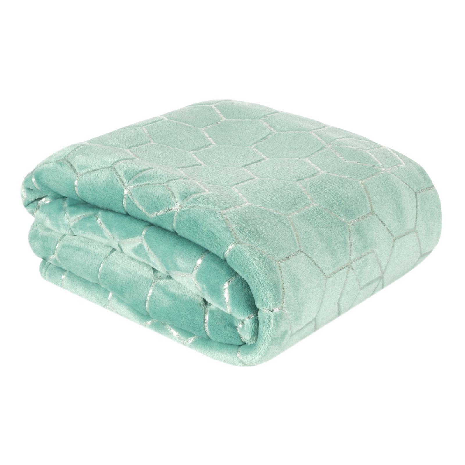 Cuvertura de Pat, Patura pled, Eurofirany, 70x160, VANESA, Menta/ Argintiu