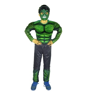 Costum copii Hulk cu muschi si masca,verde,8-9ani Costum copii Hulk cu muschi si masca,verde,8-9ani