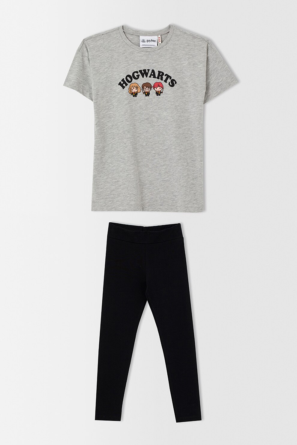 DeFacto, Pijama cu imprimeu Harry Potter, Gri/negru