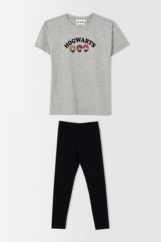 DeFacto, Pijama cu imprimeu Harry Potter, Gri/negru DeFacto, Pijama cu imprimeu Harry Potter, Gri/negru