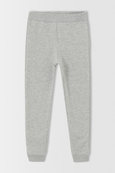 DeFacto, Pantaloni sport regular fit cu terminatii striate, Gri deschis melange DeFacto, Pantaloni sport regular fit cu terminatii striate, Gri deschis melange