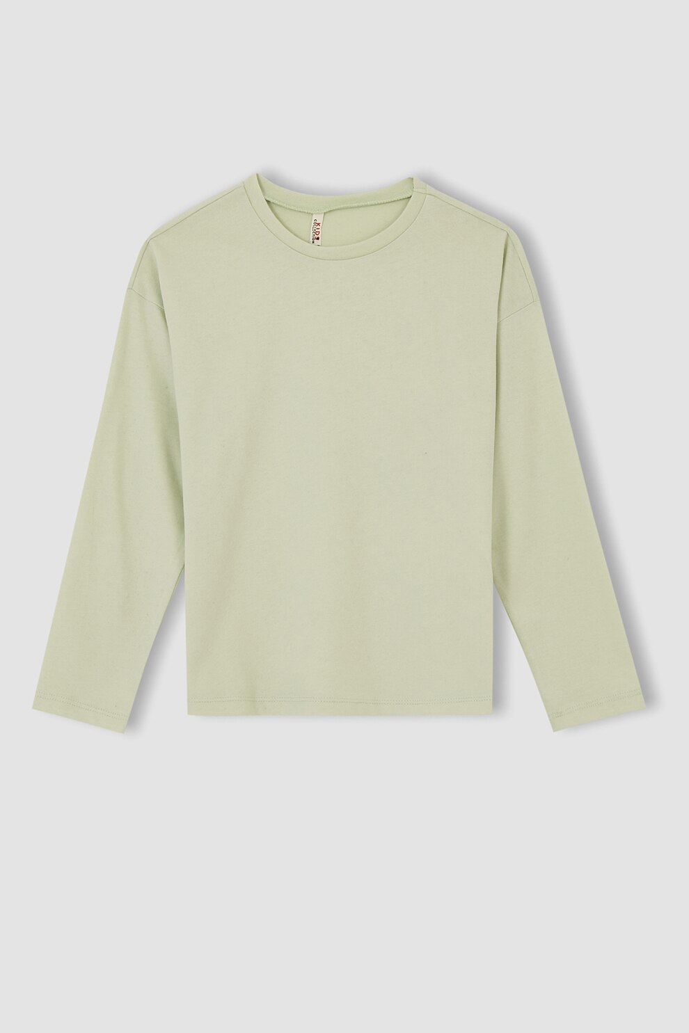 DeFacto, Bluza de bumbac cu decolteu la baza gatului, Verde pal