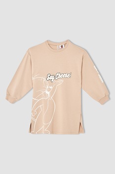 DeFacto, Rochie sport cu imprimeu, Roz piersica/Alb DeFacto, Rochie sport cu imprimeu, Roz piersica/Alb