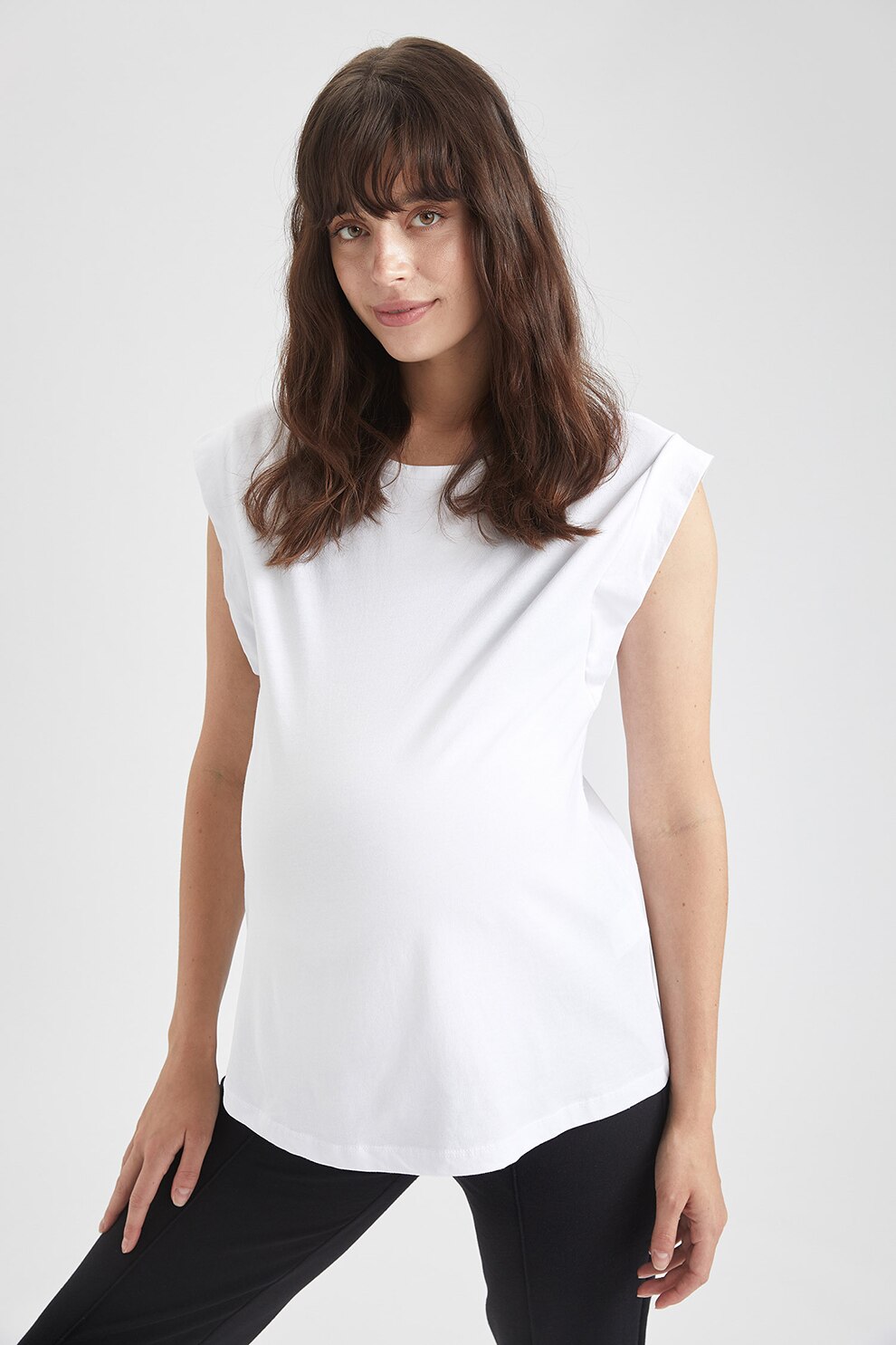 DeFacto, Tricou cu decolteu la baza gatului, pentru gravide, Alb