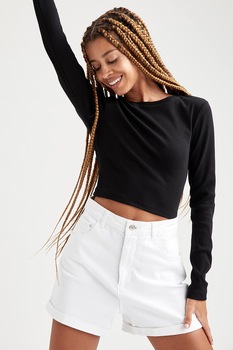 DeFacto, Bluza cu decupaj pe spate, Negru DeFacto, Bluza cu decupaj pe spate, Negru