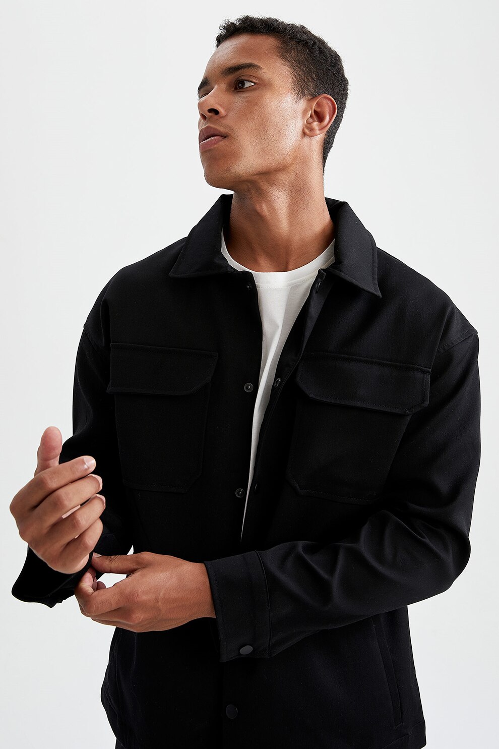 DeFacto, Jacheta cu fermoar si buzunare laterale, Bleumarin inchis