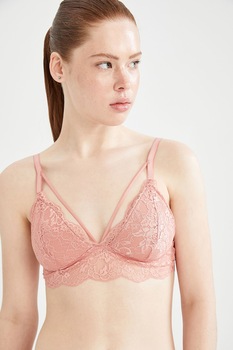 DeFacto, Bustiera de dantela cu barete decorative, Roz somon DeFacto, Bustiera de dantela cu barete decorative, Roz somon