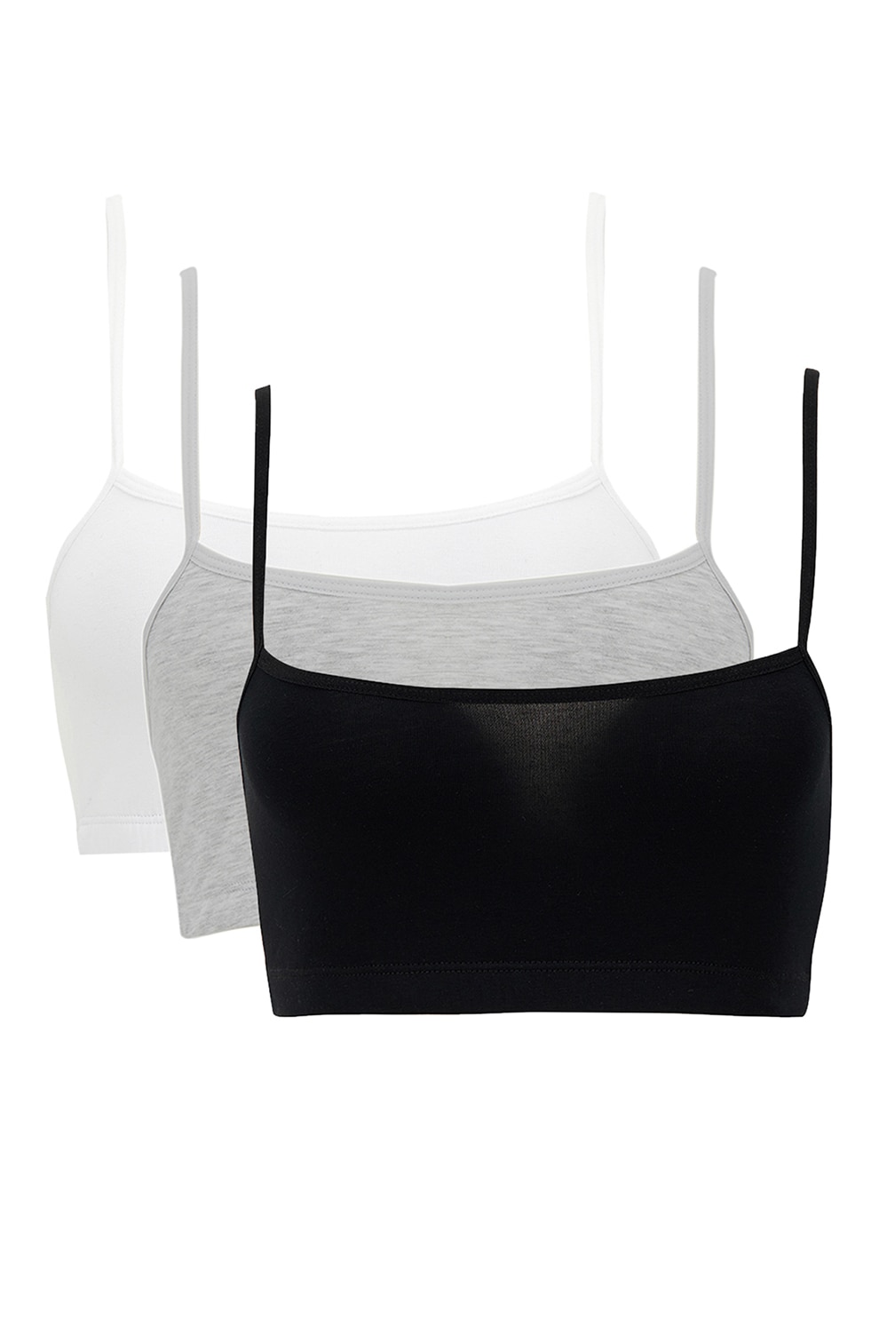 DeFacto, Set de bustiere din amestec de bumbac - 3 piese, Gri deschis