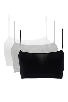 DeFacto, Set de bustiere din amestec de bumbac - 3 piese, Gri deschis DeFacto, Set de bustiere din amestec de bumbac - 3 piese, Gri deschis