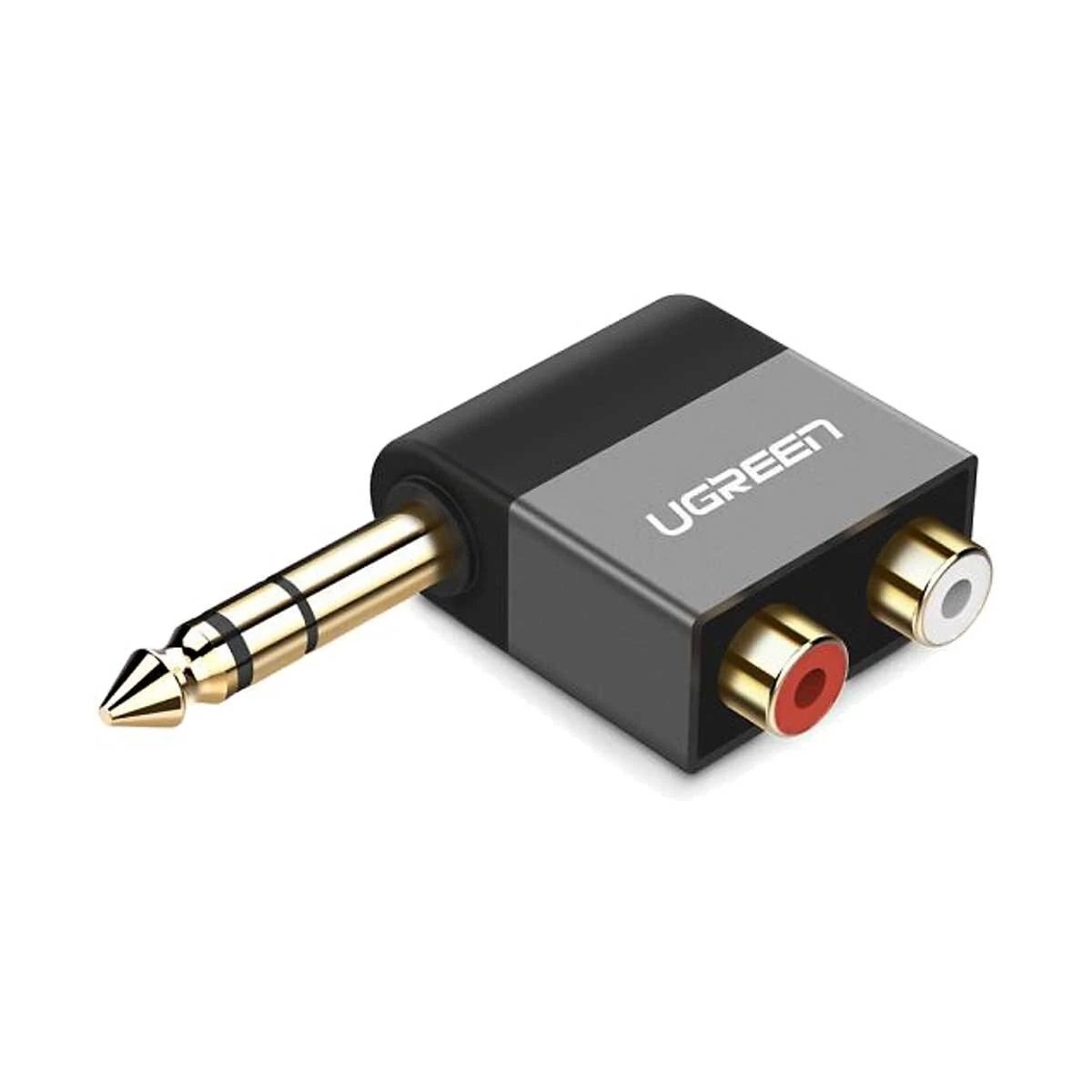 Adaptor UGREEN AV147 de Jack 6.35 mm tata la 2RCA mama (Cinch), Negru