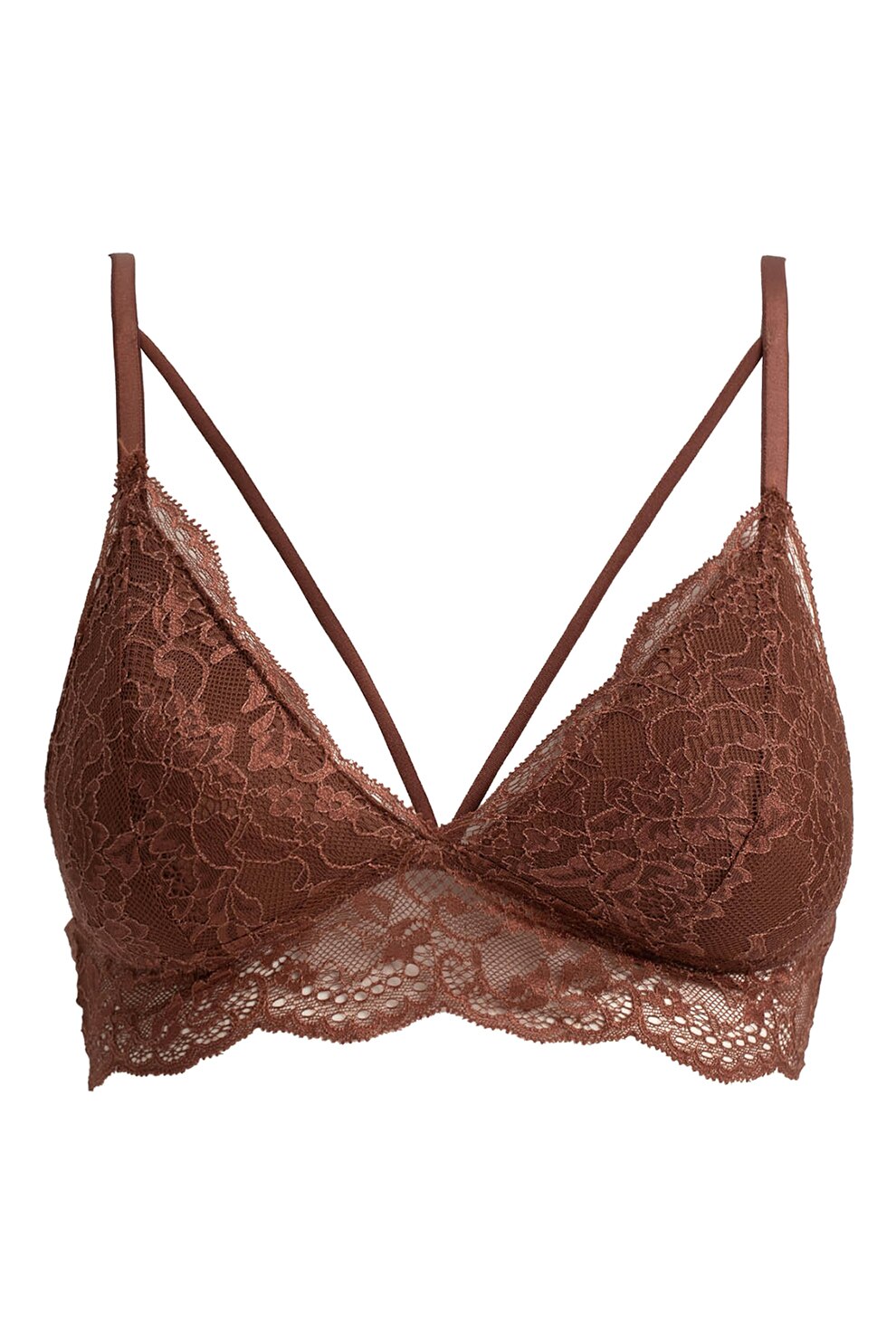 DeFacto, Bustiera de dantela cu barete decorative, Maro