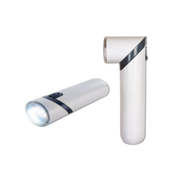Lanterna Arcas , 3 Leduri reincarcabila, cu acumulator de Incarcare 220V alba
