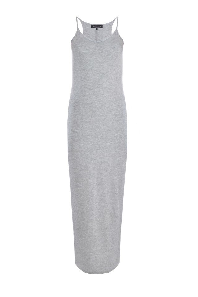 Rochie Gri Raspberry Lunga cu bretele,Marimea 42