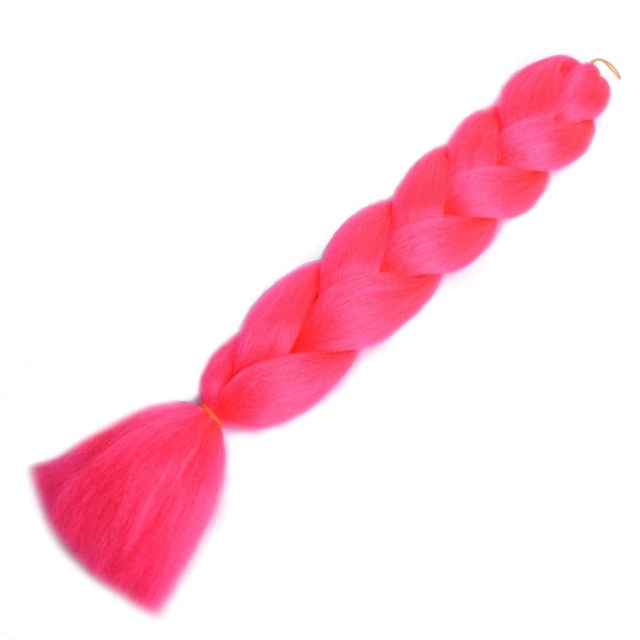 Extensii de par codite Afro pentru impletituri , Roz Neon , Pre intinse , Box braids , 61 cm , 100 g
