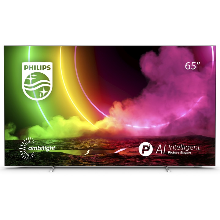 Televizor Philips Ambilight OLED 65OLED806, 164 cm, Smart Android, 4K Ultra HD, Clasa G