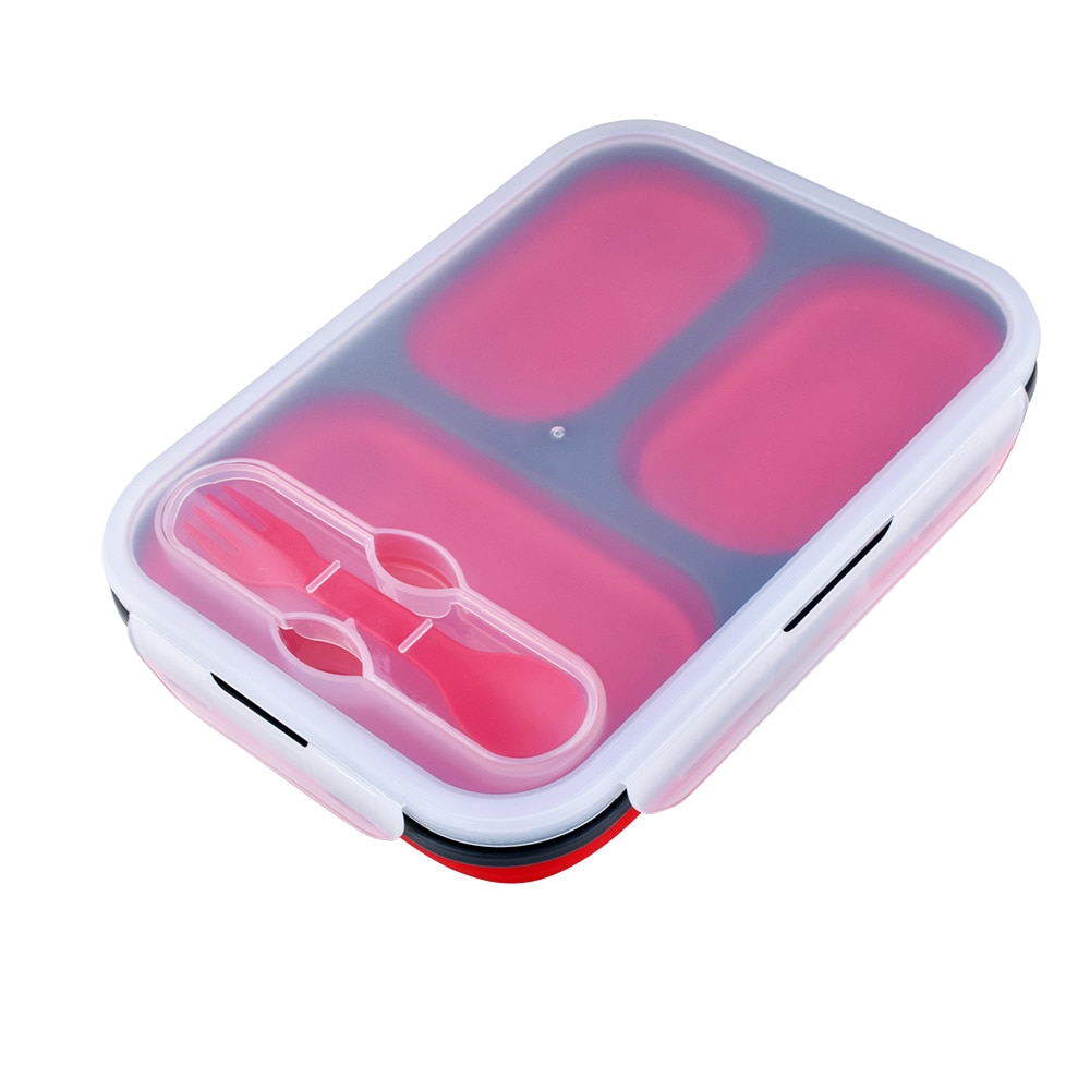 Caserola pliabila cu 3 compartimente, Mrk Prestige, silicon, rosu