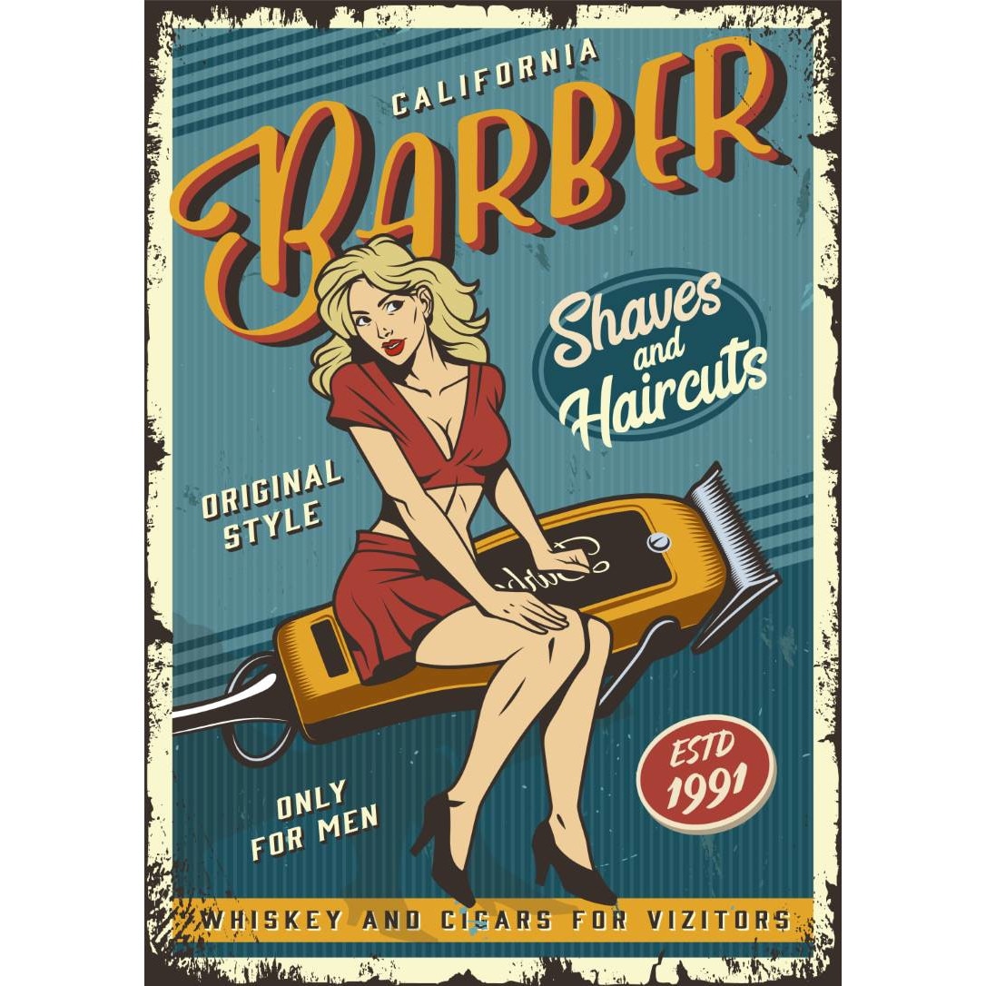 Magnet de frigider, model Frizeria din california, 20x29 cm