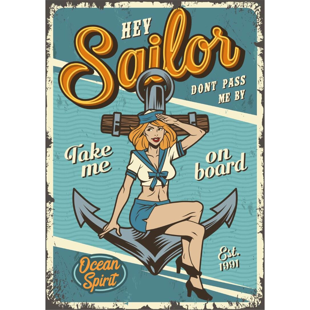 Magnet de frigider, model Pasager pe vas, 20x29 cm