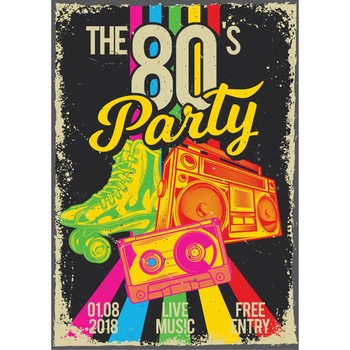 Magnet de frigider, model Petrecere anii 80, 20x29 cm Magnet de frigider, model Petrecere anii 80, 20x29 cm