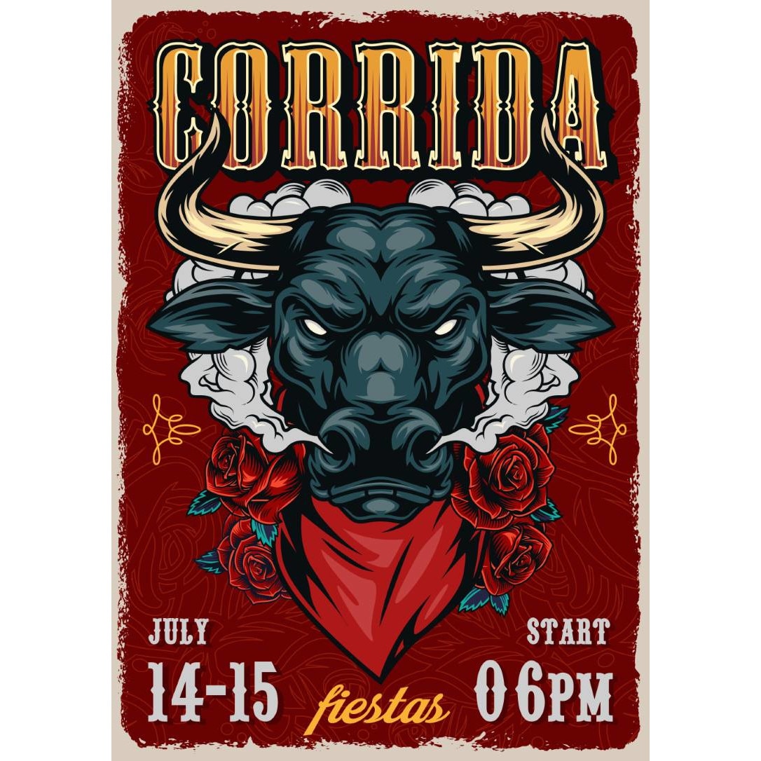 Magnet de frigider, model Taur si corida, 20x29 cm