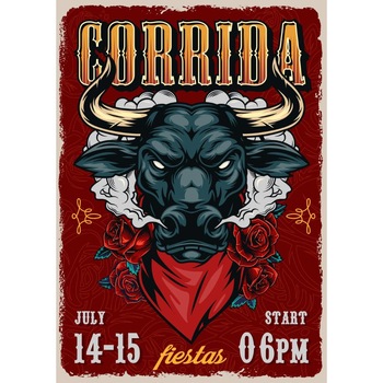 Magnet de frigider, model Taur si corida, 20x29 cm Magnet de frigider, model Taur si corida, 20x29 cm