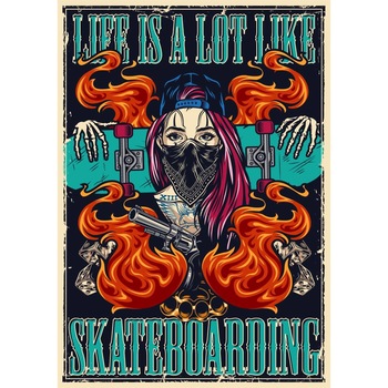 Magnet de frigider, model Viata ca skateboardul, 20x29 cm Magnet de frigider, model Viata ca skateboardul, 20x29 cm