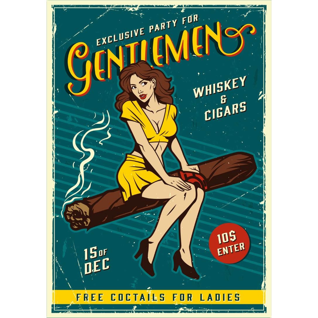 Magnet de frigider, model Petrecere pentru gentlemani, 20x29 cm