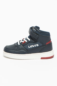 Levi's Kids, Pantofi sport mid-high cu garnituri din piele ecologica Block, Bleumarin/Rosu Levi's Kids, Pantofi sport mid-high cu garnituri din piele ecologica Block, Bleumarin/Rosu