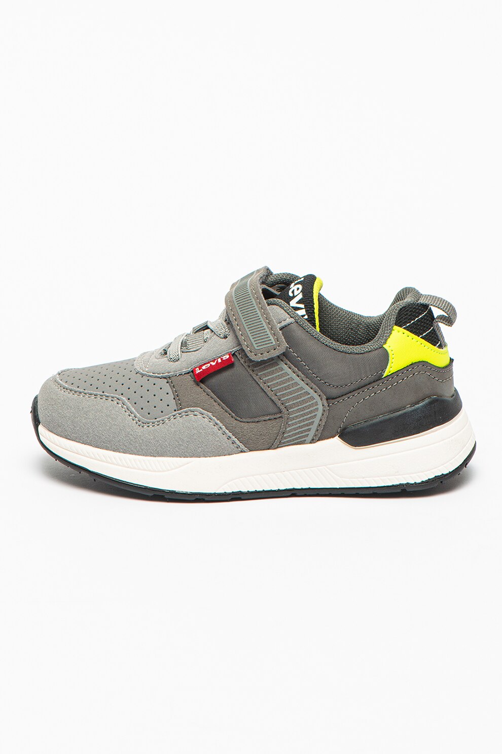Levi's Kids, Pantofi sport cu insertii din material textil si inchidere velcro Providence, Gri inchis