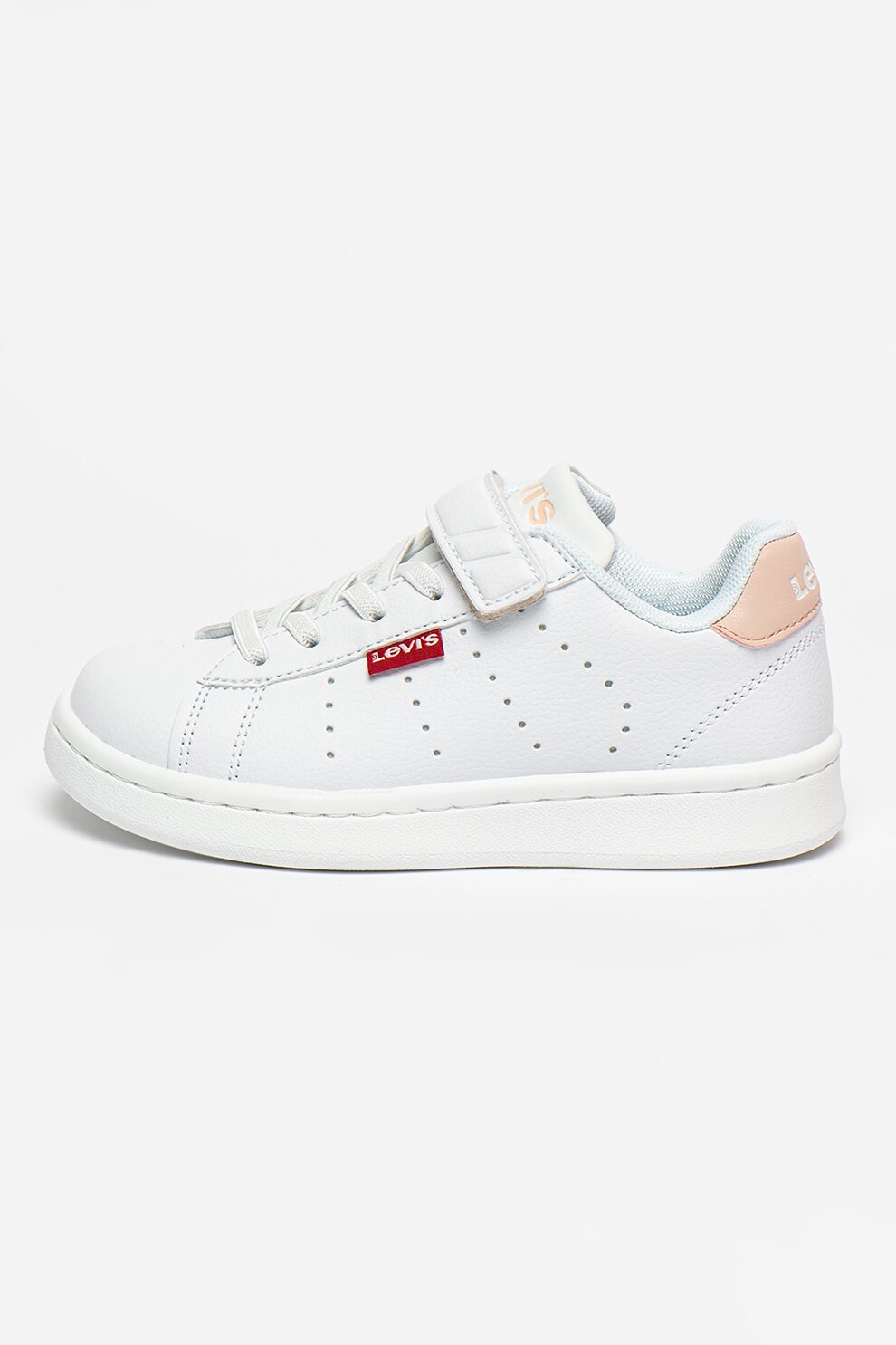 Levi's Kids, Pantofi sport de piele ecologica Avenue, Alb/Roz