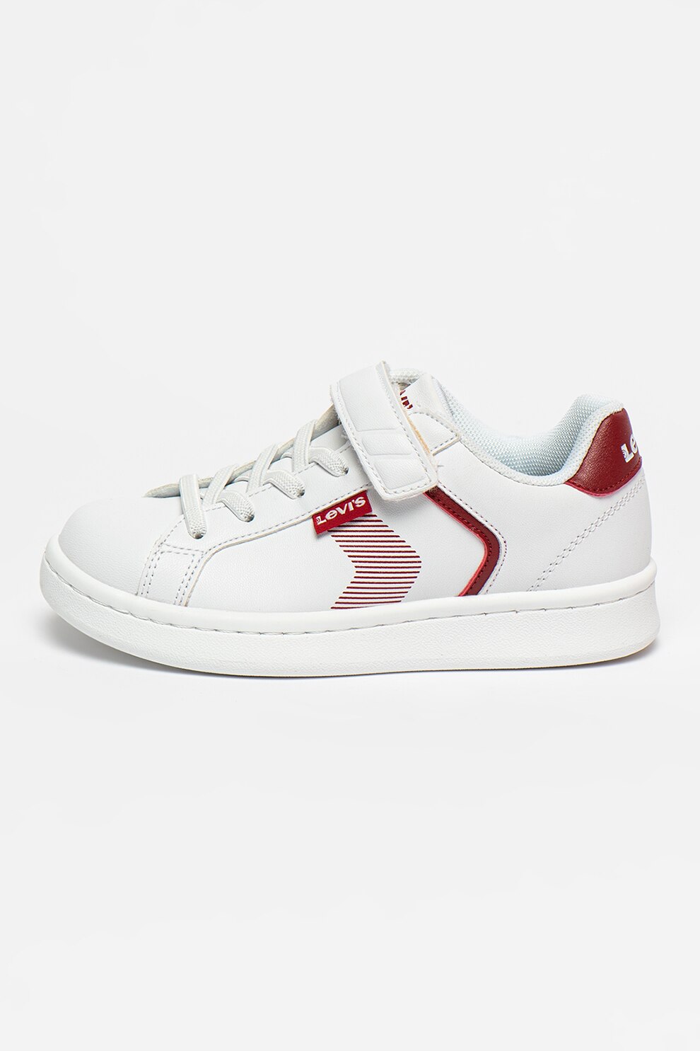Levi's Kids, Pantofi sport de piele ecologica Boulevard, Alb/Rosu