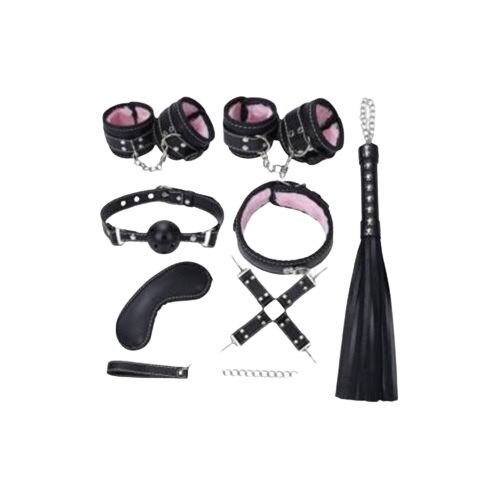 Set Bondage, negru-roz, 7 piese