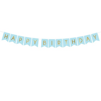 Banner Happy Birthday, Albastru, 175 cm Banner Happy Birthday, Albastru, 175 cm
