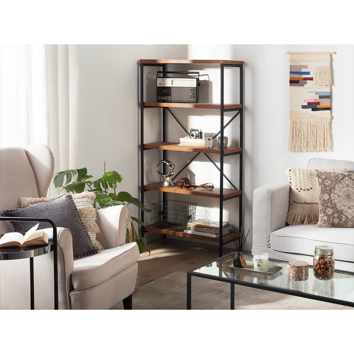 Négyszintes sötétbarna könyvespolc BRISBANE