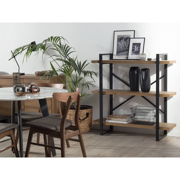 Háromszintes sötétbarna könyvespolc TIMBER