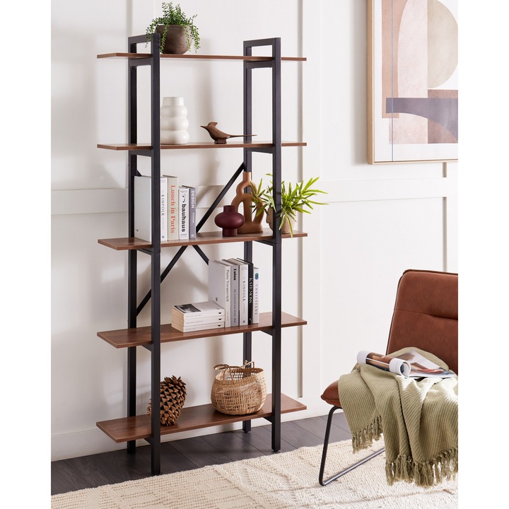 Ötszintes sötétbarna könyvespolc DARBY