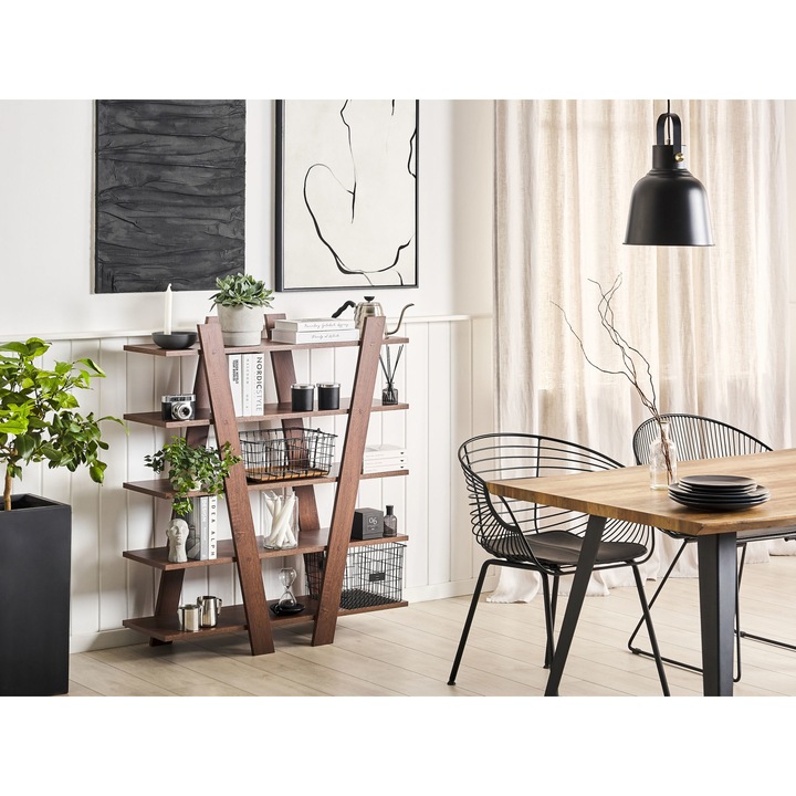 Ötszintes sötétbarna könyvespolc ESCALANTE