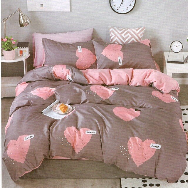 Lenjerie de pat, Pucioasa, Bumbac Satinat, 4 piese, 2 Persoane, 067-P, 200 x 230cm