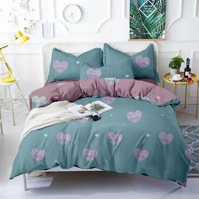 Lenjerie de pat, Pucioasa, Bumbac Satinat, 4 piese, 2 Persoane, 049-P, 200 x 230cm