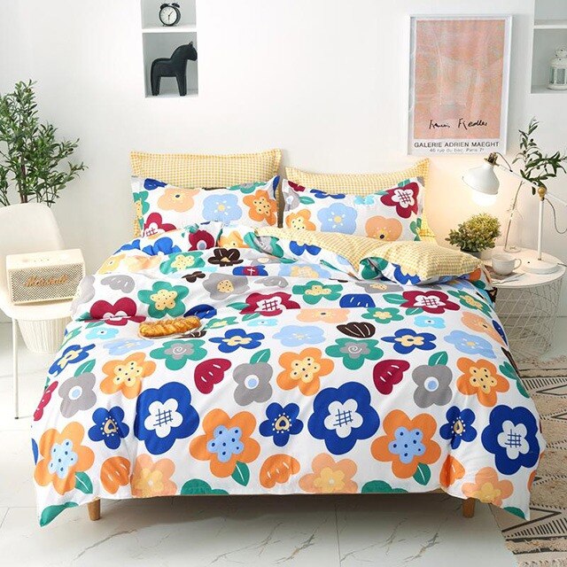 Lenjerie de pat, Pucioasa, Bumbac Satinat, 4 piese, 2 Persoane, 039-P, 200 x 230cm