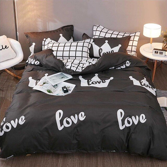 Lenjerie de pat, Pucioasa, Bumbac Satinat, 4 piese, 2 Persoane, 034-P, 200 x 230cm