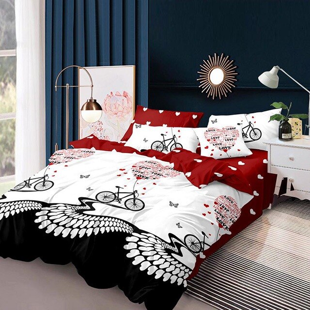 Lenjerie de pat, Pucioasa, Bumbac Satinat, 4 piese, 2 Persoane, 030-P, 200 x 230cm