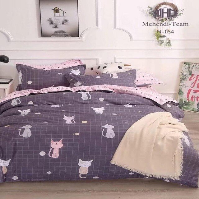 Lenjerie de pat, Pucioasa, Bumbac Satinat, 4 piese, 2 Persoane, 022-P, 200 x 230cm