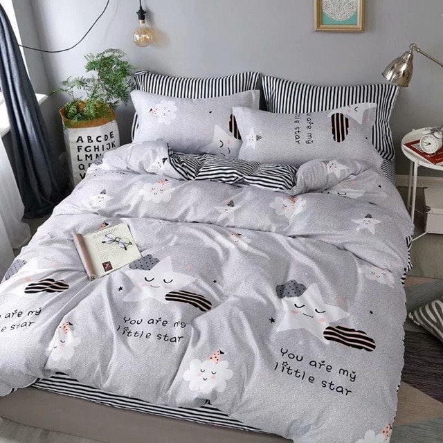 Lenjerie de pat, Pucioasa, Bumbac Satinat, 4 piese, 2 Persoane, 015-P, 200 x 230cm