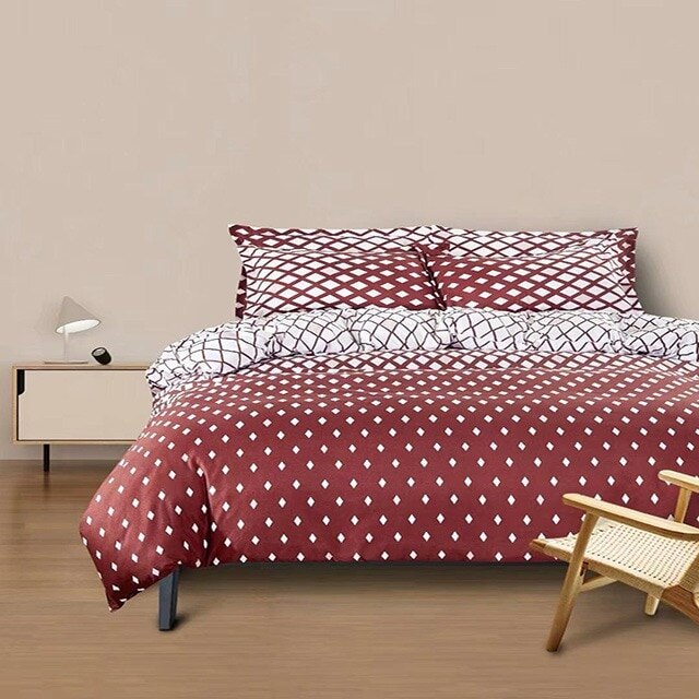 Lenjerie de pat, Pucioasa, Bumbac Satinat, 4 piese, 2 Persoane, 018-P, 200 x 230cm