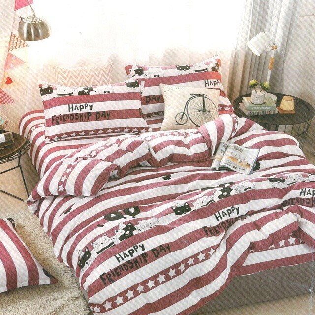 Lenjerie de pat, Pucioasa, Bumbac Satinat, 4 piese, 2 Persoane,014-P, 200 x 230cm