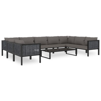 Set mobilier de exterior din 10 piese cu perne vidaXL, Poliratan, 328 x 200 x 64 cm, Antracit Set mobilier de exterior din 10 piese cu perne vidaXL, Poliratan, 328 x 200 x 64 cm, Antracit
