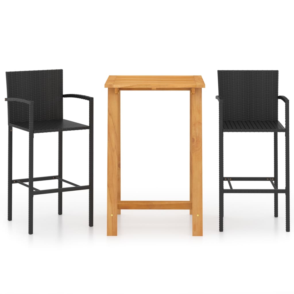 Set mobilier de bar de gradina, 3 piese, negru