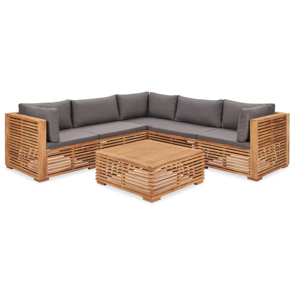 Set mobilier de gradina cu perne, 6 piese, lemn masiv de tec